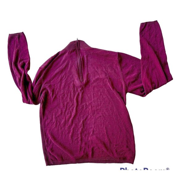 Vintage Samantha Edwards Sweater XL Burgundy Wine Back Zip Silk Cotton P… - Picture 7 of 11